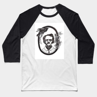 Edgar Allan Poe Illustration by Ash Claise Baseball T-Shirt